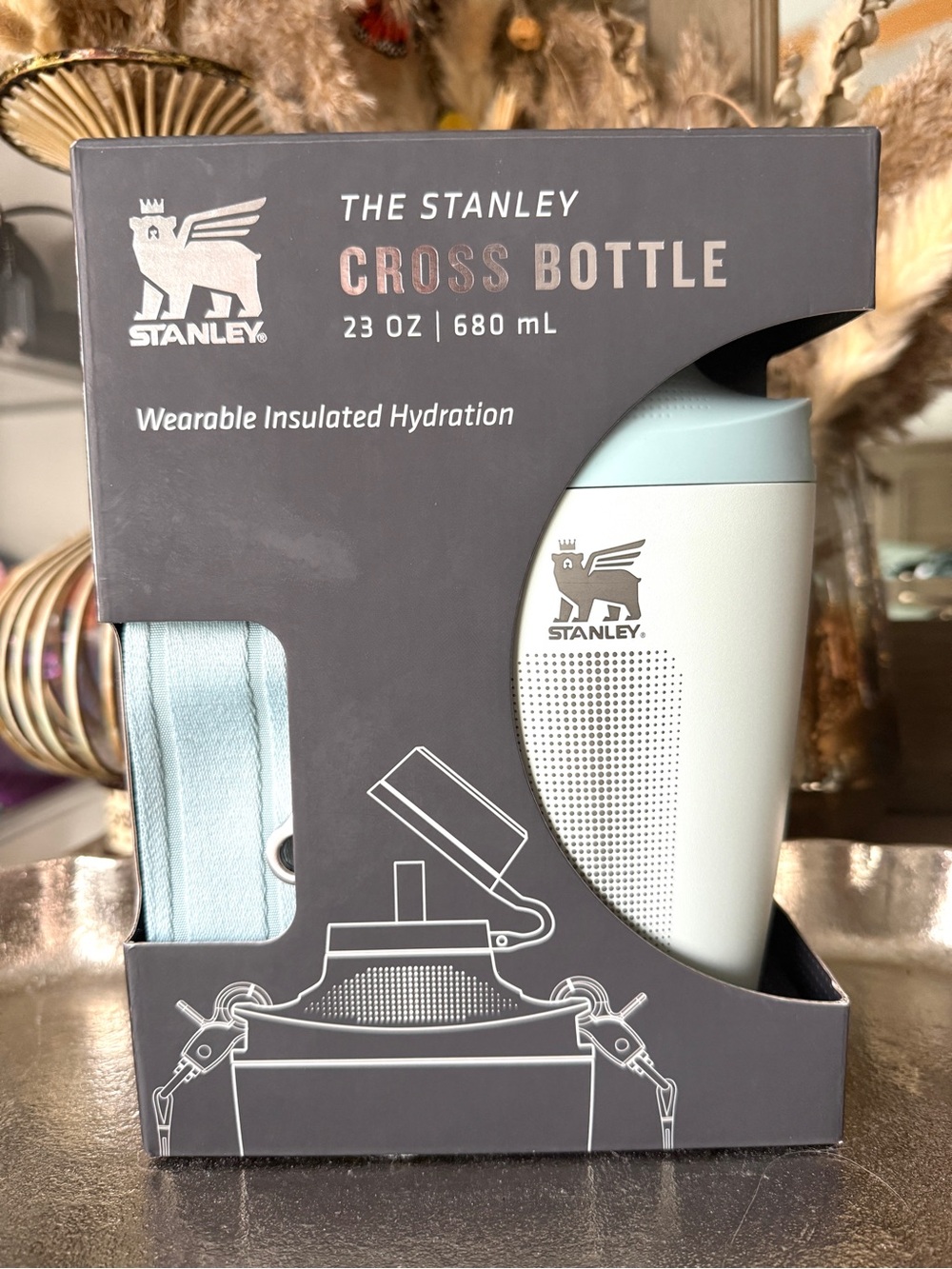 NEW Stanley Cross Bottle 23oz Wearable Insulated Bottle Color: Light Blue/Green